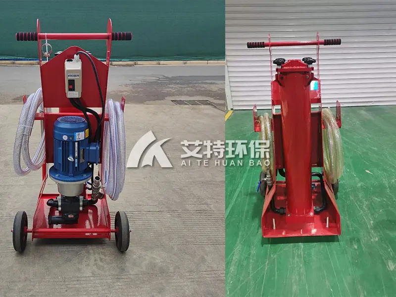 Portable oil filter truck